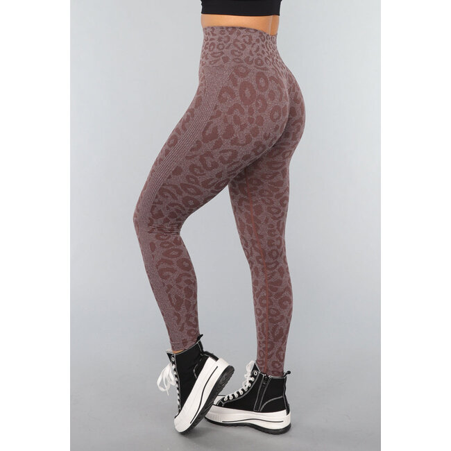 Braune Leopard Sport Leggings mit Scrunch