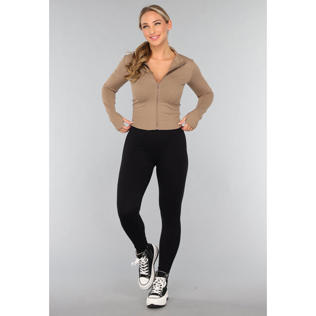 Kamelfarbene Sportjacke mit Reissverschluss