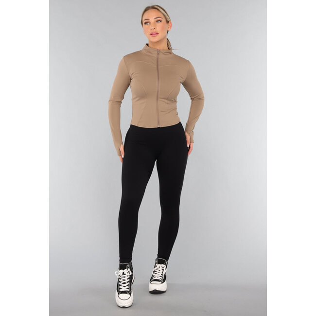 Kamelfarbene Sportjacke mit Reissverschluss
