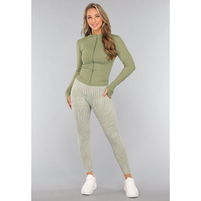 Khaki Trainingsjacke mit Daumenlöchern