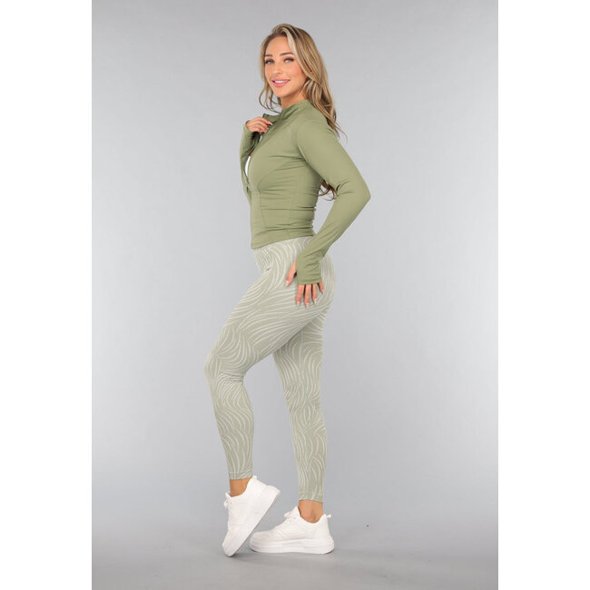 Khaki Trainingsjacke mit Daumenlöchern