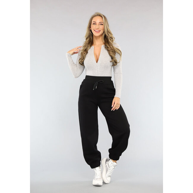 Schwarze Lounge-Hose mit breitem Gummiband