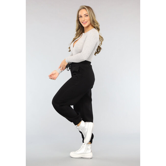 Schwarze Lounge-Hose mit breitem Gummiband