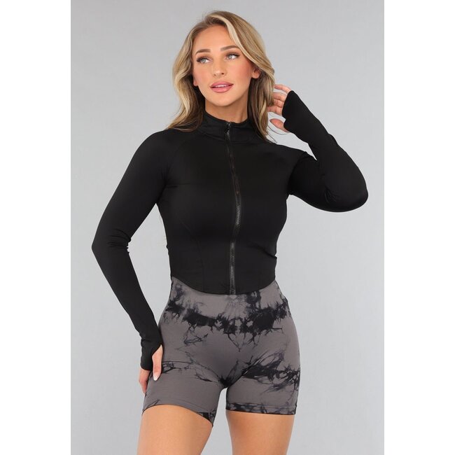 Schwarze angepasste Sportweste mit Daumenlöchern