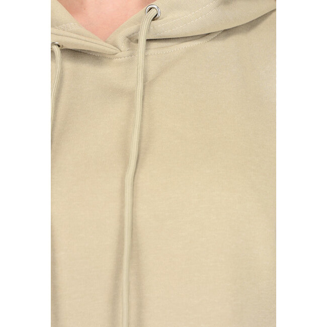 Khakifarbener Cropped Sweater mit Kapuze