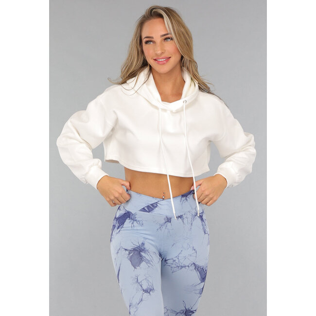 Weißer Cropped Hoodie