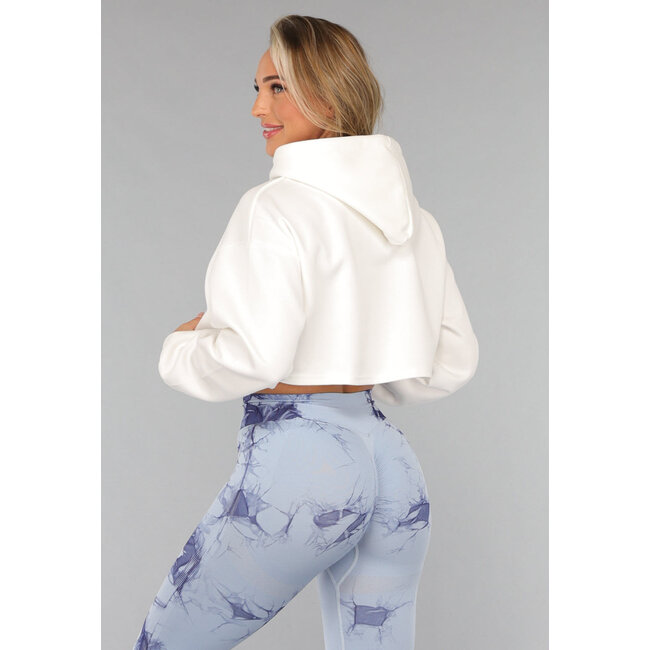 Weißer Cropped Hoodie