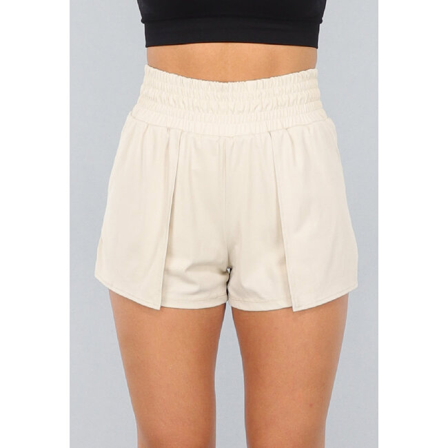 Beige Sportshorts mit Innenshorts