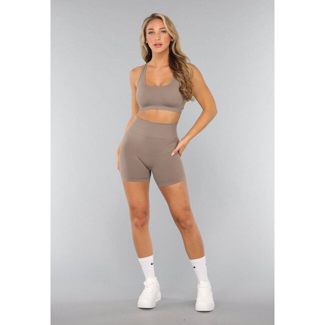 Taupe Fitness Set mit abnehmbaren Pads