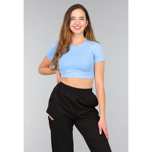 Hellblaues kurzärmeliges Sport-Top