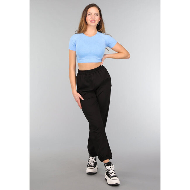 Hellblaues kurzärmeliges Sport-Top