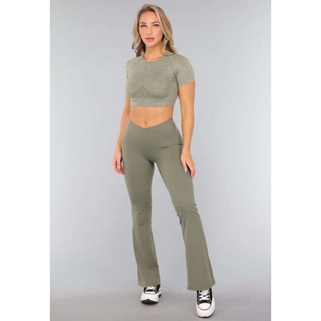 Khaki Kurzarm-Sporttop