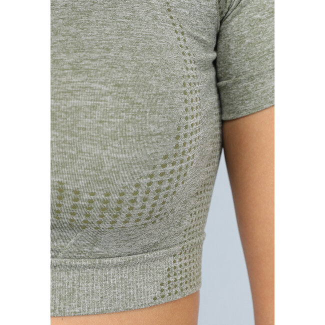 Khaki Kurzarm-Sporttop
