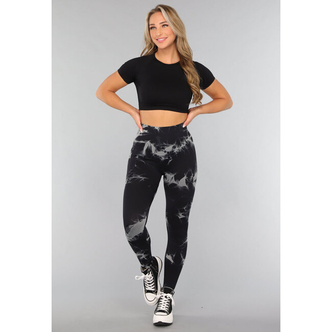 Schwarzes Sport-Top mit kurzen Ärmeln