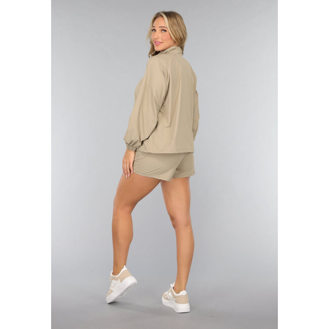 Khaki Windbreaker Short Set