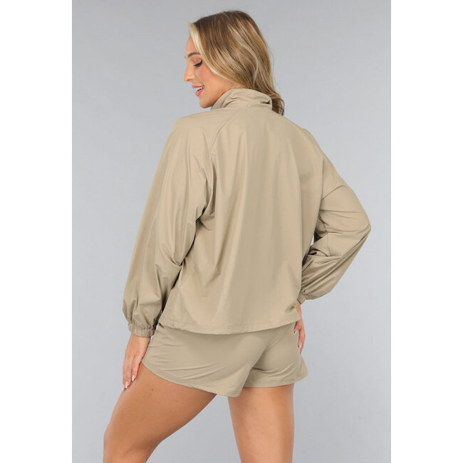 Khaki Windbreaker Short Set