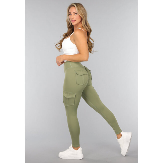 Grünes Langarm-Fitness-Set mit Taschen