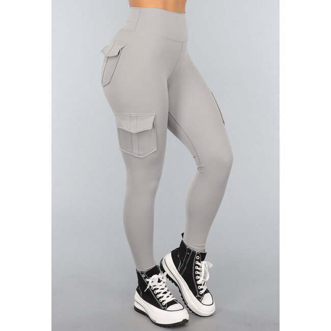 Graues Langarm-Fitness-Set mit Daumenlöchern