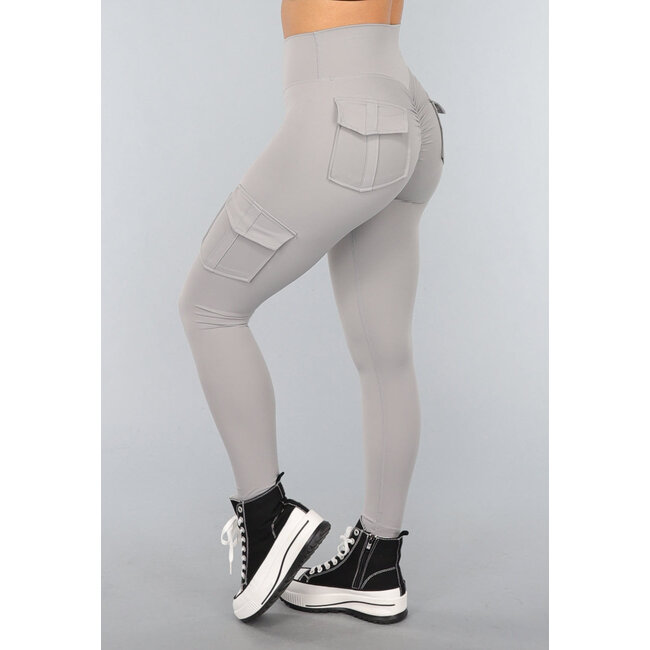 Graues Langarm-Fitness-Set mit Daumenlöchern