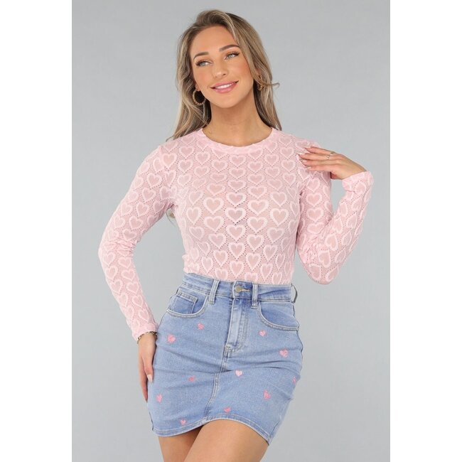 Bodysuit mit Herzchen und langen Ärmeln
