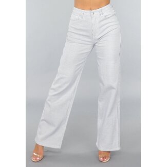 High Rise Straight Leg Jeans mit Streifenmuster