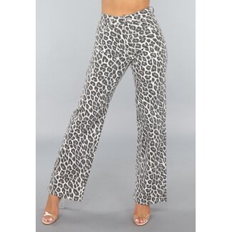 Leopardenmuster High Waist Straight Leg Jeans