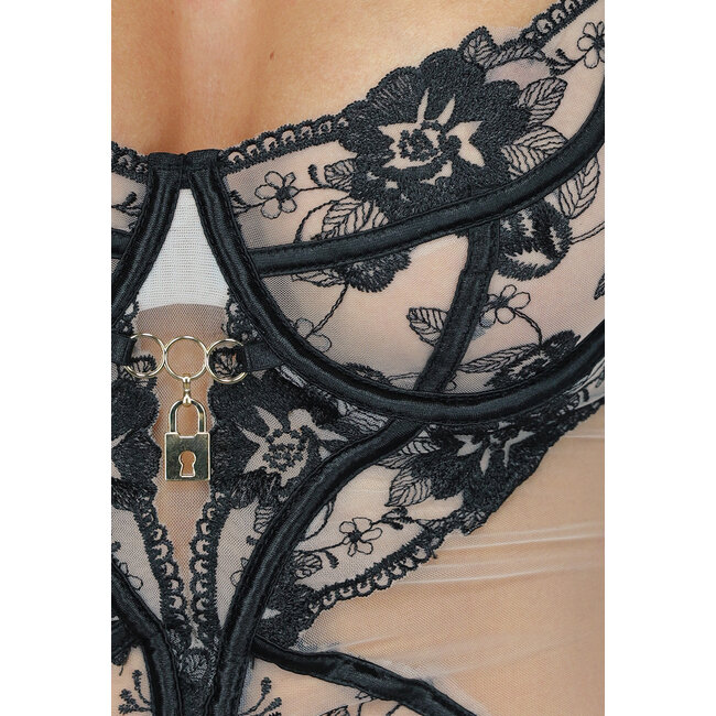 Dessous Bustier Set mit schwarzer Stickerei