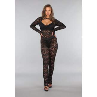 Zweiteiler aus Spitze mit Bodysuit und geteilten Leggings