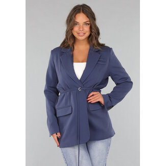 Marineblauer Oversized-Blazer mit Taillenband