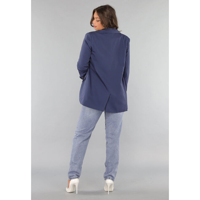 Marineblauer Oversized-Blazer mit Taillenband