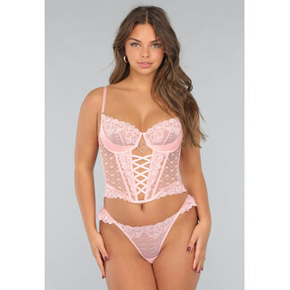 Hellrosa Herz-Bustier-Dessous-Set