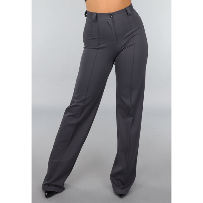 Lange Anthrazit-Hose mit Stretch