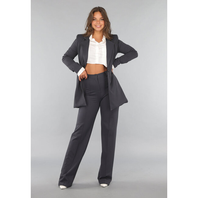 Lange Anthrazit-Hose mit Stretch