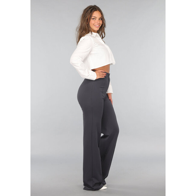 Lange Anthrazit-Hose mit Stretch