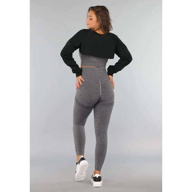 Kurzer Pullover mit Overslag-Modell in Schwarz