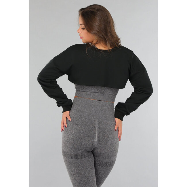 Kurzer Pullover mit Overslag-Modell in Schwarz