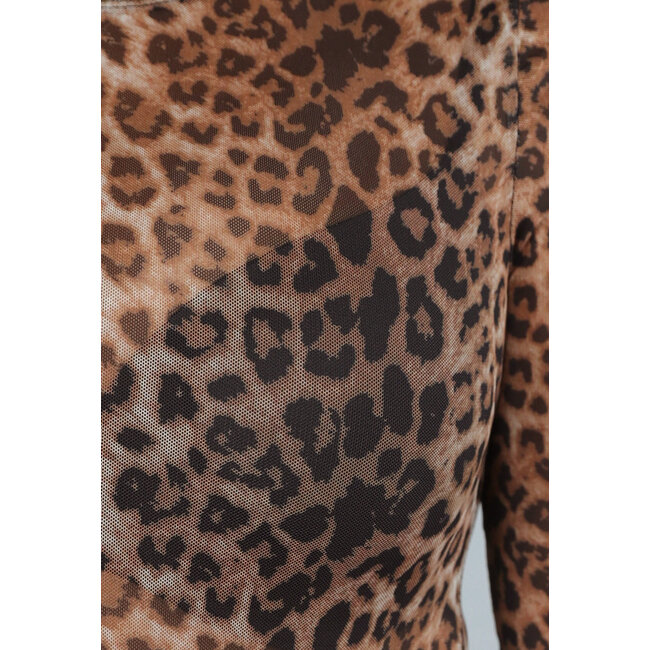 Durchsichtiger Bodysuit mit Leopardenmuster