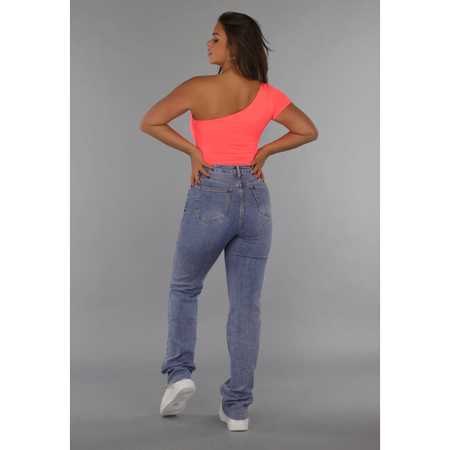 Neonkoralle Bodysuit mit einer Schulter