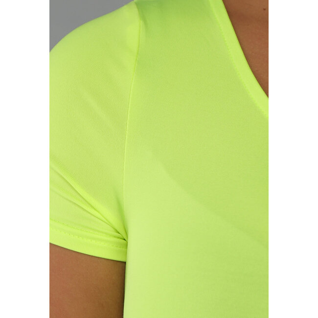 Neongelbes Bodysuit mit einer Schulter