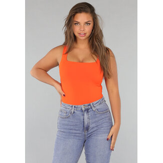 Ärmelloser orangefarbener Bodysuit