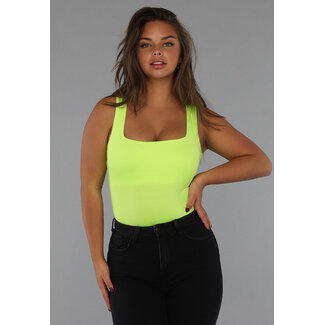 Noen Gelber Bodysuit mit quadratischem Ausschnitt