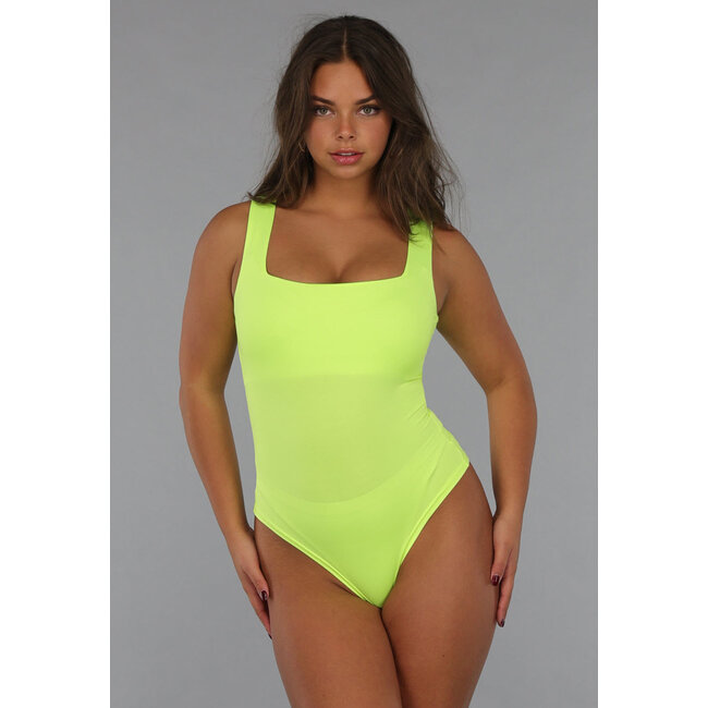 Noen Gelber Bodysuit mit quadratischem Ausschnitt