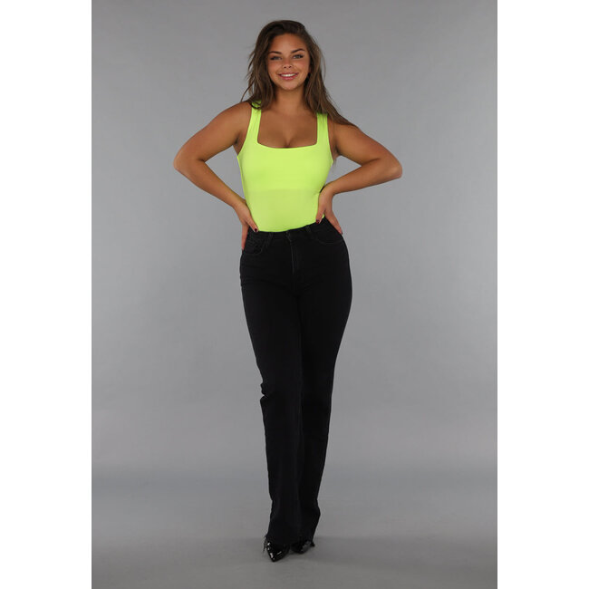 Noen Gelber Bodysuit mit quadratischem Ausschnitt