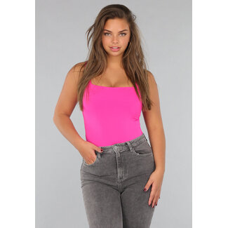 Pinker ärmelloser Body mit quadratischem Ausschnitt