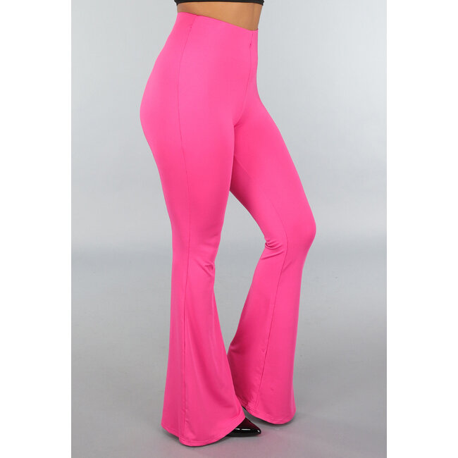 Große Fuchsia-Elastik-Legging-Hose mit weiten Beinen