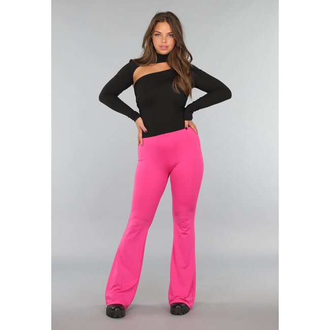 Große Fuchsia-Elastik-Legging-Hose mit weiten Beinen