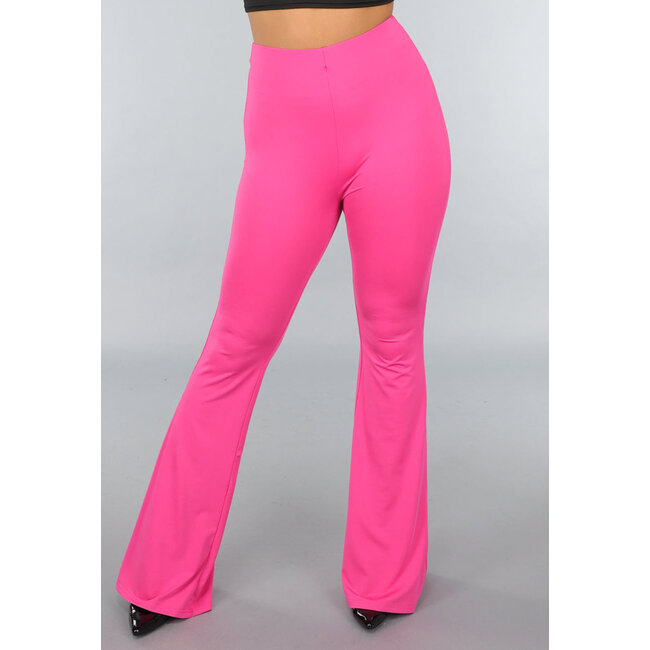 Große Fuchsia-Elastik-Legging-Hose mit weiten Beinen