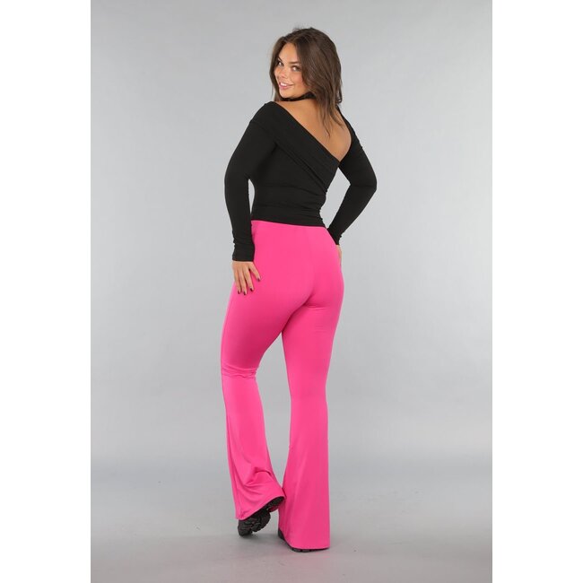 Große Fuchsia-Elastik-Legging-Hose mit weiten Beinen