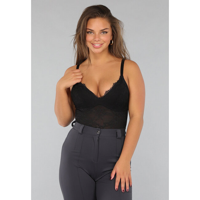 Korrigierender schwarzer Spitzen-Bodysuit