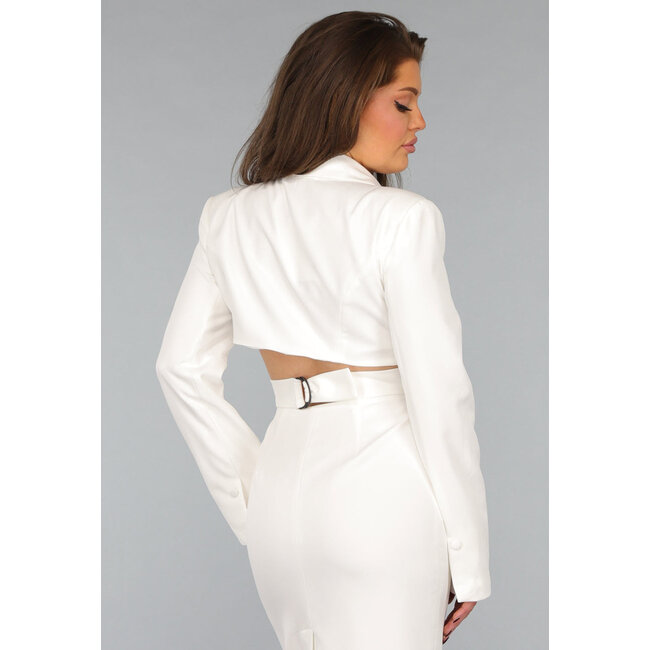Weißes Blazerkleid mit Ausschnitt